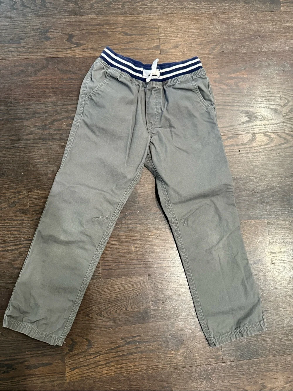 Boys Carter's Gray Pull-On Pants with Navy & White Striped Waistband